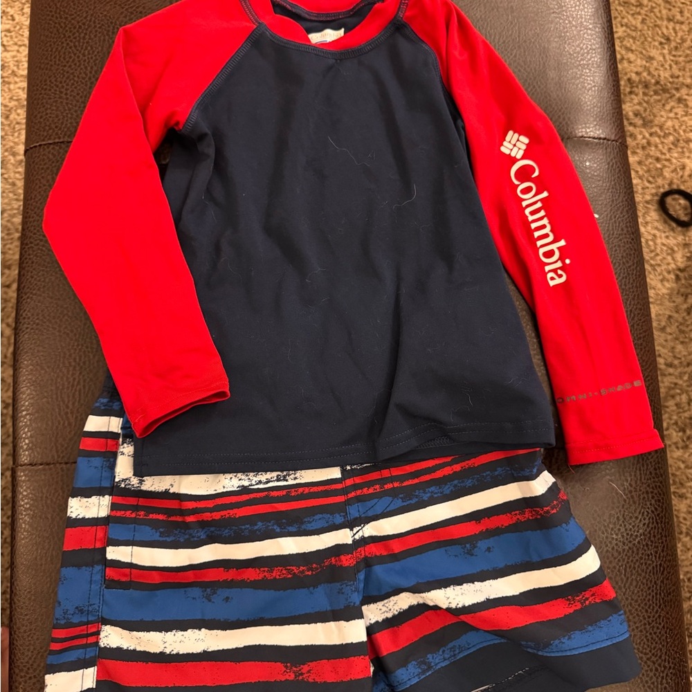 Columbia Navy and Red Swim Set